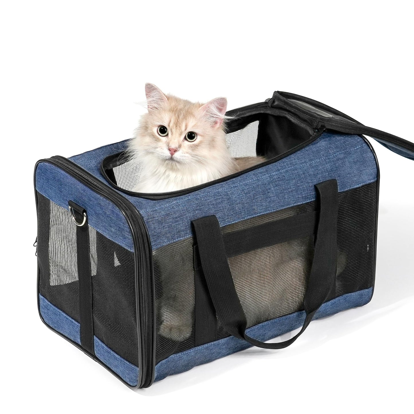 Cat Carrier Airline Approved Soft-Sided Dog Carrier with Inner Safety Leash